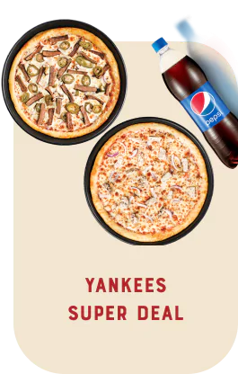 The Yankees Super Deal consisting of two pizzas and cold drink